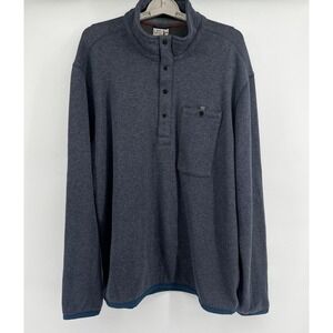 Relwen Men's Popover Henley‎ Mock Neck Pullover Blue Sweatshirt Sweater Size 2X